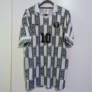 Nigeria Jay Jay Okocha Jersey 1994 Away #10 Men's White Green